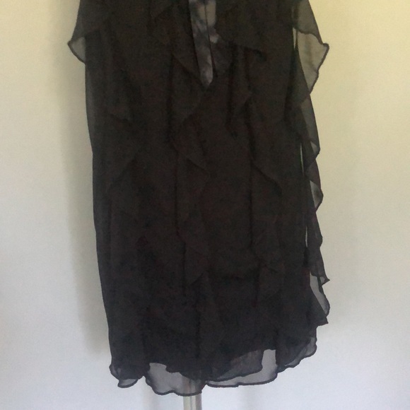 Iz Byer California Black Spaghetti Strap Dressy Dress w/ Ruffle Front in Size 10 - Picture 2 of 8